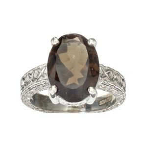 Fine Jewelry Designer Sebastian, 4.69CT Oval Cut Smoky Quartz And Sterling Silve
